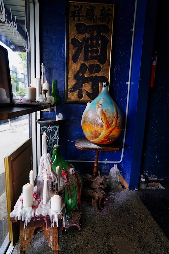 Every surface is touched with tchotchkes.