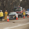 Three vehicle crash involving horse float on Barton Highway