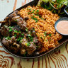 Jollof rice with meat at The African Calabash.