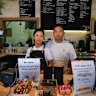 Joe Shin with wife Hwayoung at the Convent Bakery at the Abbotsford Convent on Thursday.