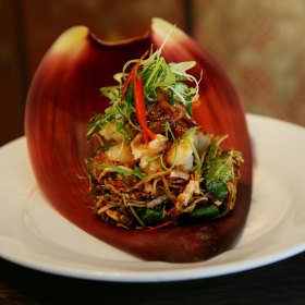 Banana blossom salad with king prawns.