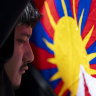 A Tibetan protester stretched a Tibetan flag in Gellert Hill against Chinese President Xi Jinping’s visit to Budapest, Hungary.