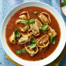 This simple slow-cooker tomato soup with shop-bought tortellini is  pure comfort
