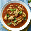 Spicy tomato, tortellini and chilli soup.