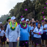 Anthony Albanese gets into the ANZAC spirit at the Kokoda track