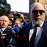 Kyle Sandilands  arriving at the Law Courts complex in Sydney in late April.