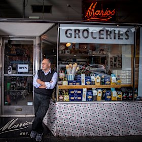 Owner Mario De Pasquale outside the Fitzroy cafe.