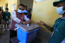 Incumbent East Timor President Francisco Guterres casts his vote.