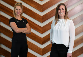 This year's theme of the Women in League round is 'From Strength to Strength', a fitting sentiment for 2020 according to Kezie Apps (left) and Tiffany Slater.