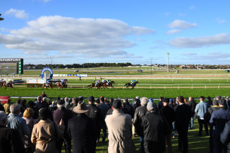 The crowd watches races at Warrnambool.