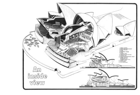 Sydney Opera House drawn by Charles Altmann former Sydney Morning Herald illustrator.