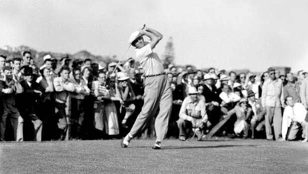 Australian golfer Jim Ferrier, during an exhibition match in Manly in 1951.