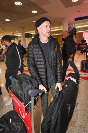 Andrew Fairclough, from Bondi, returns home on a flight from Denpasar, Bali, on Thursday morning.