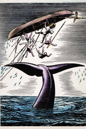 Woodcut from the novel Moby-Dick by Herman Melville. 