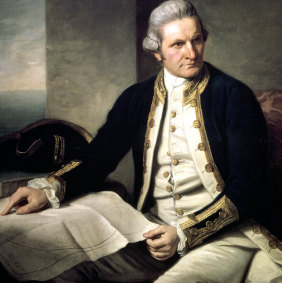 A painting of Captain James Cook in naval uniform.