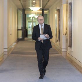 Prime Minister Anthony Albanese arrives for a press conference on Tuesday.