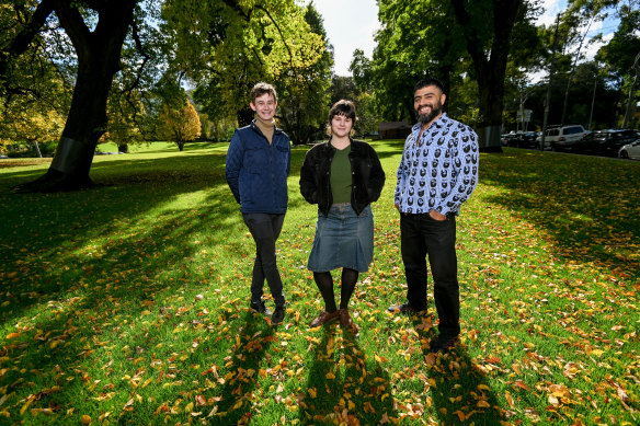 This year’s SMH Best Young Australian Novelists: Jay Carmichael, Katerina Gibson and George Haddad.