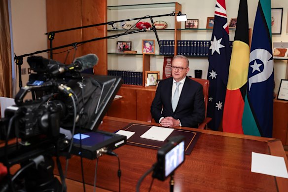 Prime Minister Anthony Albanese in his office at Parliament House.