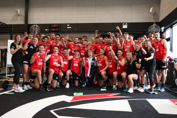 Ed Sheeran visits St Kilda Football Club on Tuesday.