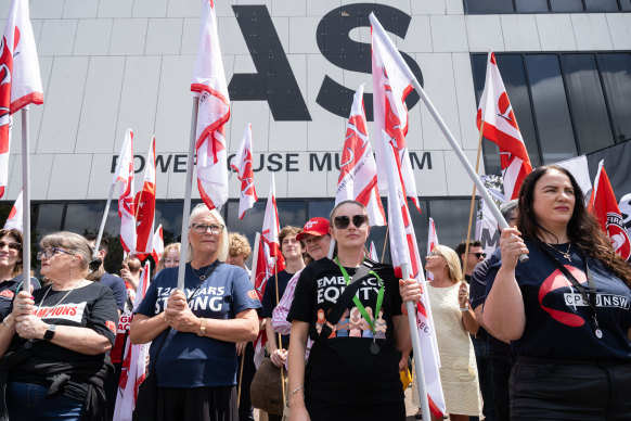 Union members gather at the Powerhouse on Thursday. 