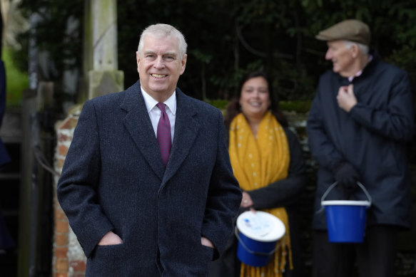 Prince Andrew after a Christmas Day service at St Mary Magdalene Church in Sandringham, Norfolk.