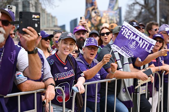 The purple army was out in force to support the Dockers.