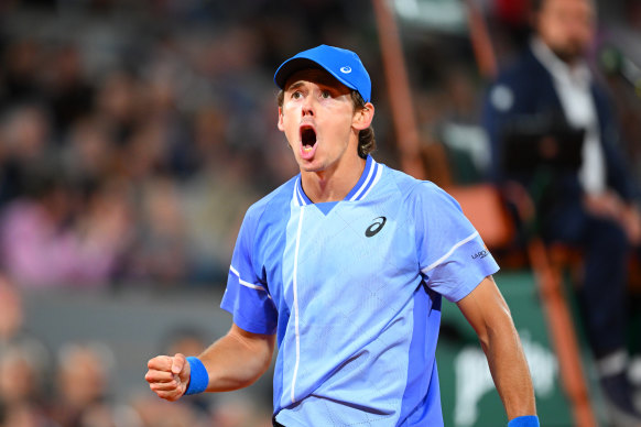 De Minaur rarely shows emotion on the court, but there were moments in the quarter-final where he got revved up.