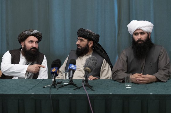 Suhail Shaheen, centre, has been nominated by the Taliban as their Un ambassador. 