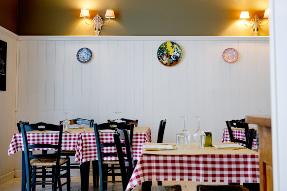 Inside the 35-seater Trattoria di via Serra in Bologna.