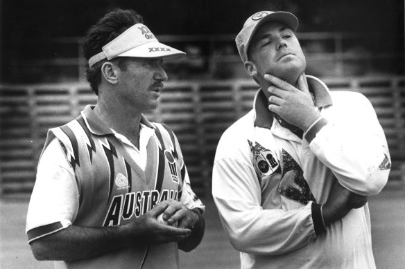 Border with Shane Warne at the SCG in January 1994.