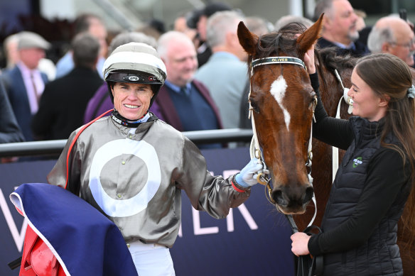 Craig Williams with Justdoit after winning at Flemington on August 3.