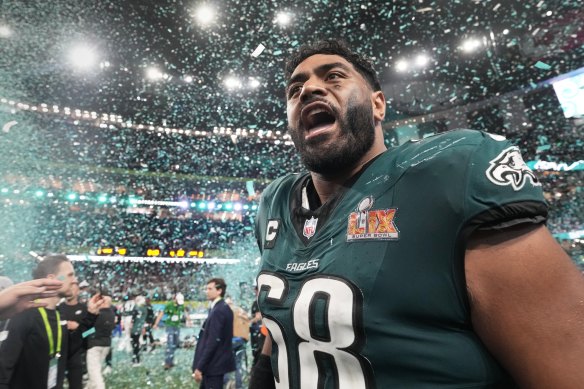 Jordan Mailata after the Eagles’ victory in the Super Bowl.