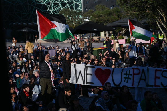 A pro-Palestinian rally in Federation Square on October 27.