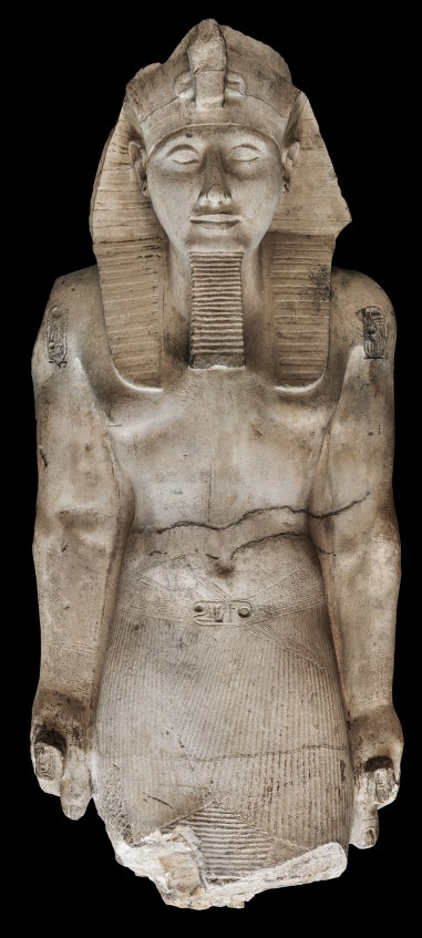 A colossal statue of Ramses on display as part of the exhibition,
