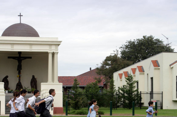 Children play at a Sydney Catholic school.