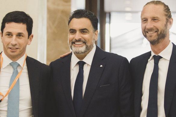 Ryan Stokes Managing Director & Chief Executive Officer of Seven Group, Aussie Home Loans chief executive James Symond, and Sydney's multi millionaire bar owner Justin Hemmes.