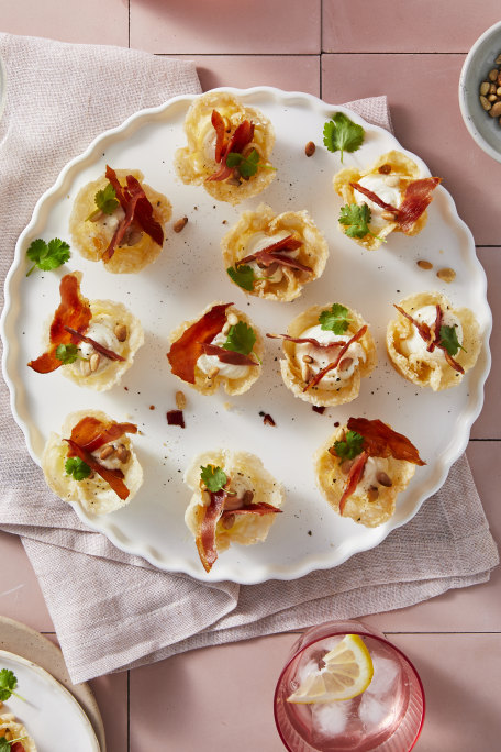 RecipeTin Eats' parmesan baskets with whipped goat's cheese and