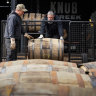 Workers load barrels of bourbon on to a truck at The Jim Beam Distillery in Clermont, Kentucky. US whiskey exports to Europe fell 27 per cent after the bloc imposed retaliatory tariffs in 2020.