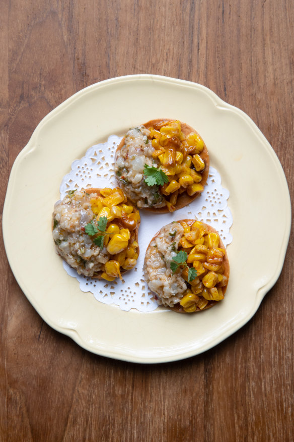 Prawn papdi chaat.