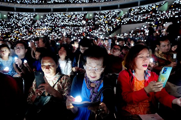 A Christmas Eve service at Indonesia Arena in Jakarta.