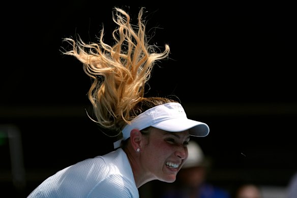 Donna Vekic of Croatia in action.