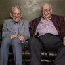 John Greenway with husband Terry Goulden at NSW State Parliament House following NSW Premier Chris Minns delivering the NSW Government State Apology in the Legislative Assembly for the Laws against Homosexual Acts