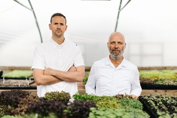Bathers’ Pavilion executive chef Aaron Ward and L’Enclume chef-owner Simon Rogan.