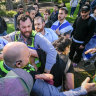 A clash developed at a pro-Palestinian encampment at Monash University on Wednesday when pro-Israel supporters attempted to storm a stage where speeches were being conducted.