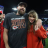 Travis Kelce and Swift after the Kansas City Chiefs won the AFC championship.