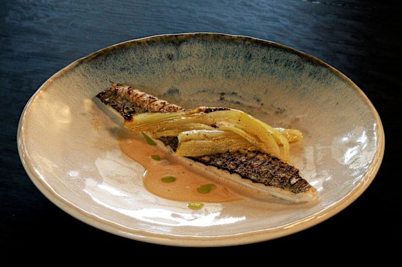 King George whiting with fennel a la Grecque and shellfish sauce.
