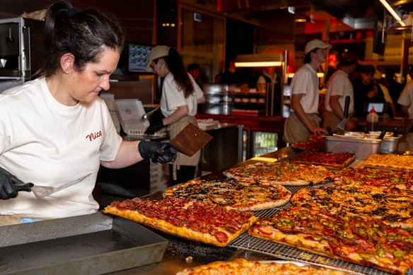 The Docklands pizzeria serves various pizza styles, sold by the slice, slab or pie.