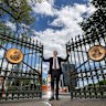 Melbourne High School Principal Tony Mordini at the school gates on Alexandra Avenue. 