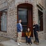 Architects Daniel North and Catherine Downie, and owner Will Blackwell at the Corner Shop House in Camperdown.