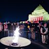 The crowd at the Shrine of Remembrance on Saturday.